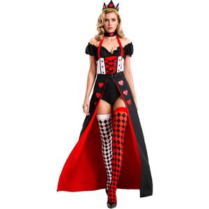 Queen of Hearts Costume Women Halloween Costume Woman 2025 Alice in Wonderland Outfits Fancy Cosplay Dress for Adult