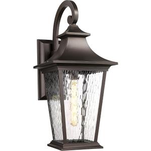 Emliviar 25.2" Outdoor Porch Light, Outside Wall Sconce Lamp for Front Yard, Rustic Exterior Lighting Waterproof in Oil Rubbed Bronze Finish, Water Ripple Glass, XE220B-SW ORB