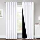 NICETOWN Full Shading Curtains, Super Heavy-duty Black Lined Blackout Drapes with Rod Pocket & Back Tab for Bedroom, Privacy Assured Window Treatment (Pure White, Pack of 2, 52 inches W x 95 inches L)