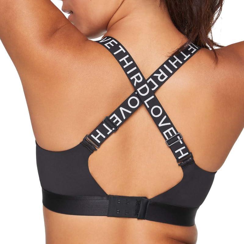 ThirdLove Kinetic Sports Bra, High Impact and Support Workout Bra with Adjustable Straps and X-Back, Women's Sport Bras (34E, Black)