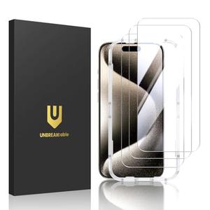 UNBREAKcable 2-Pack Screen Protector for iPhone 15 Pro, Double Shatterproof Tempered Glass [Easy Installation Frame] [9H Hardness] [99.99% HD Clear] [Case Friendly] for iPhone 6.1 inch
