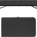 Portable Plastic Folding Table 8ft Heavy Duty White Black Picnic Dining Table Fold-in-Half for Camp Party Kitchen Indoor Outdoor