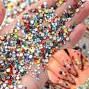 6 x 1440Pcs Colorful Rhinestones Nail Art Charms Bling Flat Back Nail Rhinestones Rounded Nail Diamonds Crystal 3D Nail Gems Nail Jewelry Shiny Kawaii Nail Charms for Women Acrylic Nails Charms Decoration (Multicolored-2)