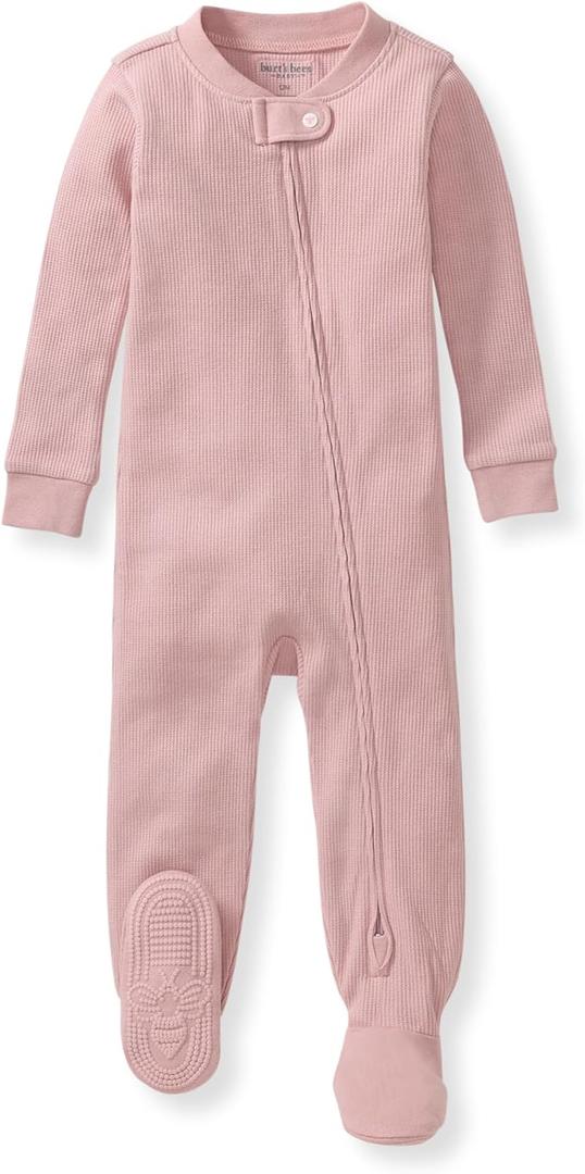 Burt's Bees Baby unisex-baby Honeysoft Sleeper Pajamas, Zip Front Non-slip Footed Footie Pjs, Organic Cotton & Lyocell, 0-3M