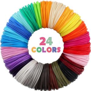 MIKA3D 24 Colors 1.75mm ABS 3D Pen Printer Filament Refill, Each Color 3.5m, Total 84m ABS Material, Support for MYNT3D / SCRIB3D 3D Printing Pen, Not Fit for 3Doodler Pen (Abs 24 Most Popular Solid Colors Mixed)