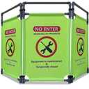 Do Not Enter-Signs Green Engineering Repairs Caution - Sign 3 Panels Safety Barriers 3.2 FT Foldable Safety Barricade Heavy Duty PVC Frame Security Sign