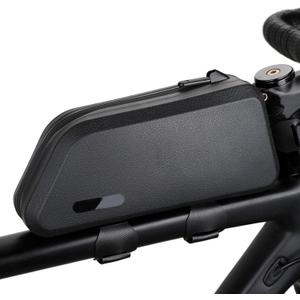 Waterproof Lightweight Large Capacity Bicycle Frame Bag Bike Top Tube Bag Front Beam Bag Cycling Accessories for Mountain Road Bike-Black