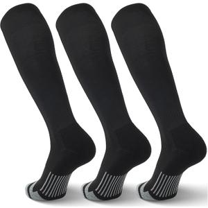 3 Pack Soccer Socks Softball Baseball Football Socks for Youth Men and Women, Large