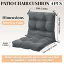 Marsui 4 Pcs Outdoor Indoor High Back Chair Cushions Patio Furniture Tufted Pillow with Ties All Weather Replacement Outdoor Rocking Chair Cushions, 42 x 21 Inches(Dark Gray)