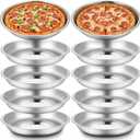 10 Pcs Deep Pie Pan Set Stainless Steel Round Baking Pans for Oven Rustproof Pie Plates Pizza Baking Tray Dishes for Home Kitchen Easy Clean(9 Inch)