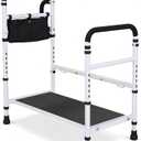 10-Level Height Adjustable Step Stool, Motion Sensor LED Light, Non-Slip Handrail, 660lbs Heavy Duty Steel Bed Step Stool, Universal Household Portable Stool