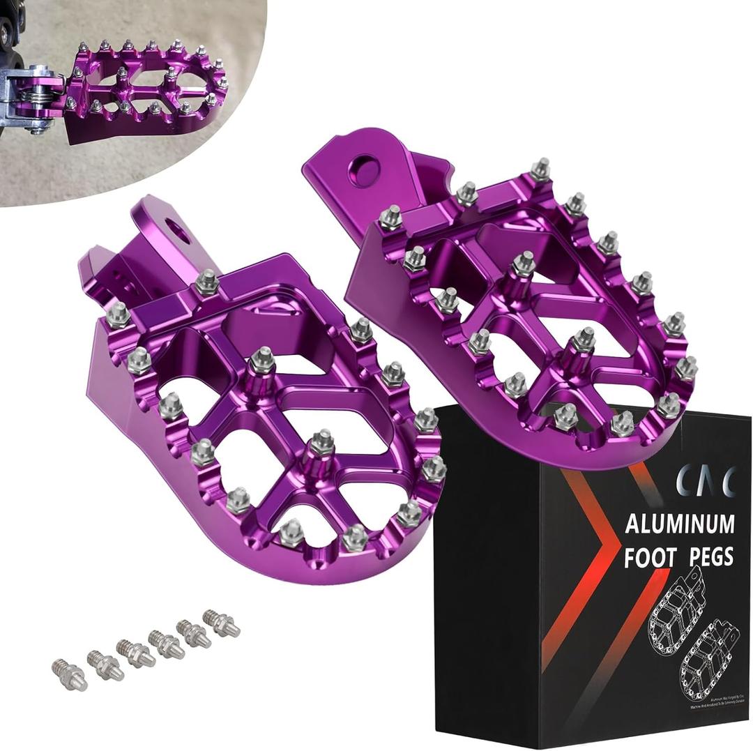 JFG RACING Dirt Bike Pegs,Motorcycle Foot Pegs MX Foot Pedals Rests CNC for Light Bee Surron/CRF150F CRF230F 2003-2019/KDX200 1983-1994 - Purple