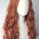 Long natural red wig Red Hair Wig Long Curly Costume Wigs Synthetic Red copper Wavy curly Wig 28 inches For women Halloween Costume (Copper Red)