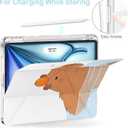 Feams Case for iPad Air 11-inch M4 2026 / M3 2025 / M2 2024, iPad Air 5th/4th Generation 2022/2020 10.9 Inch Y-Fold Standing Case Clear Back with Portrait Stand & Pencil Holder, Capybara