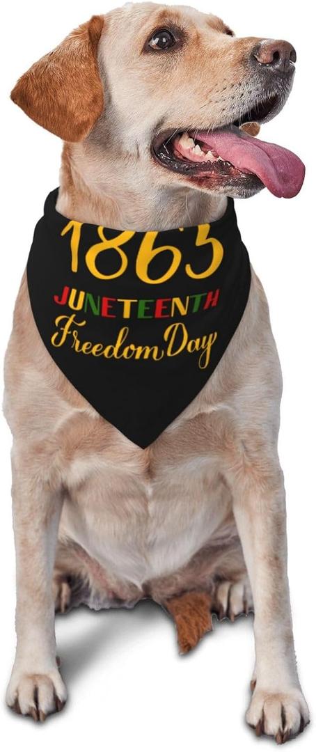 Happy Juneteenth Day Freedom 1865 Dog Scarf Bandana, Dog Costume Accessories,Triangle Bibs for Small Medium Large Dogs Cats