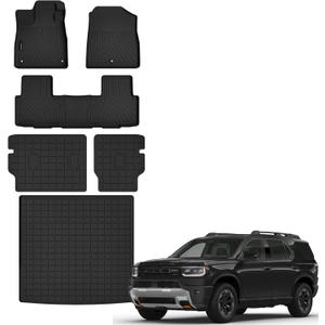 Auxko All Weather Floor Mats Cargo Mat with Backrest Mat for Honda Passport 2026 TPE Liners All Season Accessories Guard Odorless Anti-Slip Floor Liners Trunk Tray with Back Seat Protectors
