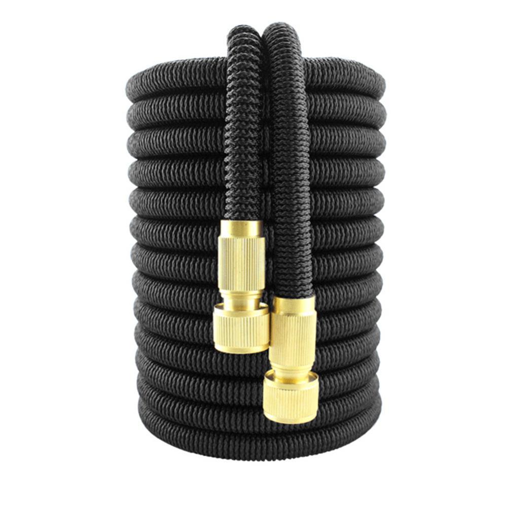 Expandable Garden Hose 100 ft with 10 Function Nozzle Sprayer, Lightweight Flexible Water Hose with Durable Collapsible Latex Core & Solid Brass Fittings, 100ft Retractable Stretch Hose, Black