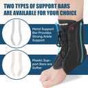 Ankle Brace for Sprained Ankle, Lace up Ankle Brace with 1Pair Metal and Plastic Support Bars, Ankle Stabilizer Brace for Men Women, Achilles Tendon Support Brace for Left Right, S