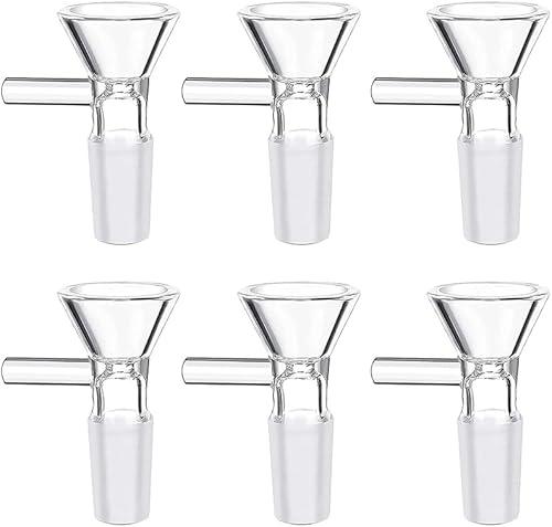 7 Pack Clear Glass Funnels with 14mm Tube Filter & Handle - Durable Lab/Kitchen Scientific Filter Funnel Set, Heavy-Downstem Design for Home Brewing, Chemistry & Cooking (Easy Clean)