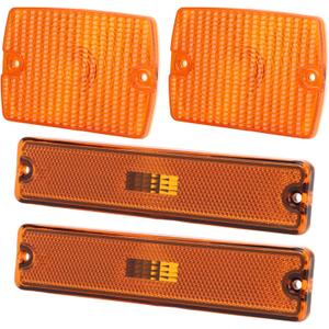 4PC Side Marker Light and Turn Light Housings 56001378 Turn Sidemarker Lamps Replacement for YJ (Yellow)