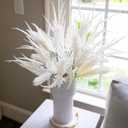 7 PCS Artificial Fall Stem Fake Plants, 26 in Fake Leaves Autumn Greenery Branches White Flowers Faux Foliage DIY Stems for Vase Thanksgiving Home Kitchen Office Indoor Centerpiece Table Decoration