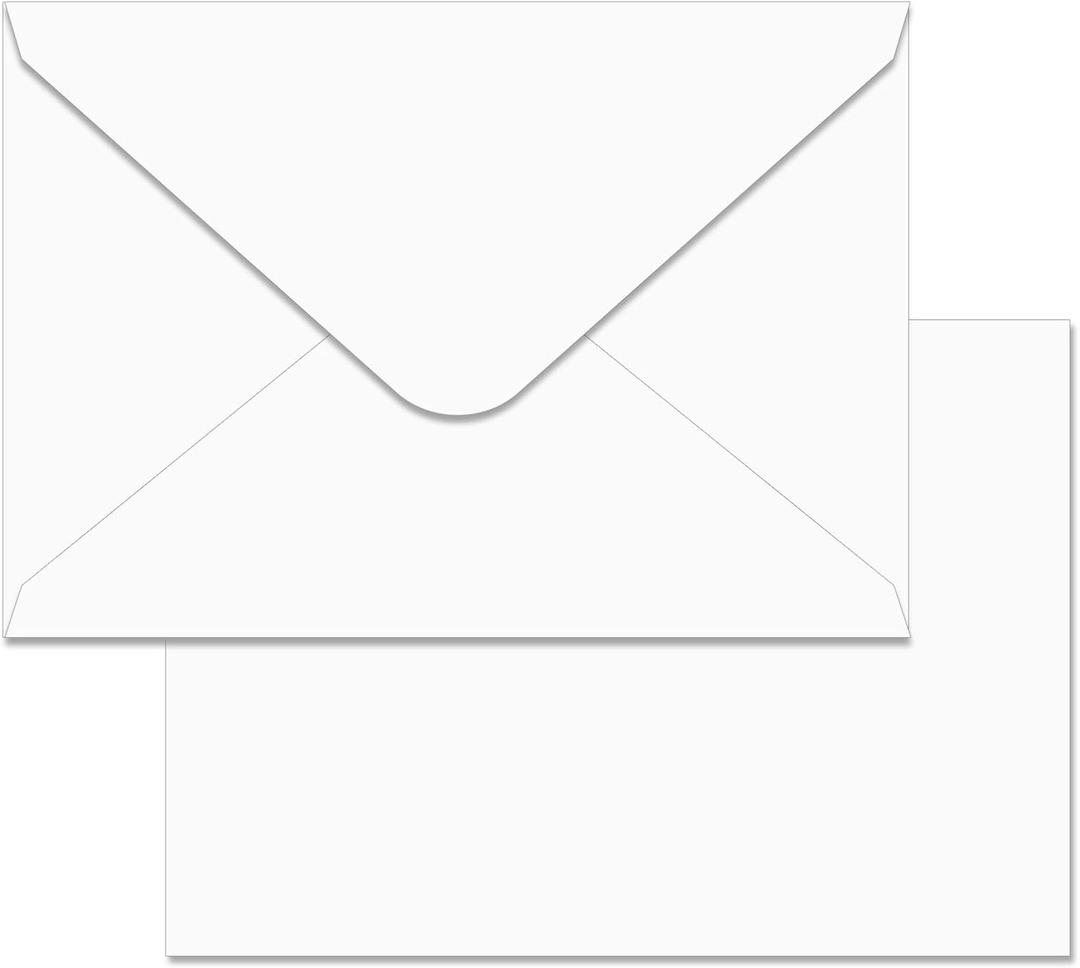 A6 Envelopes 100 Pack White 4x6 V Flap Invitation Envelopes for Office, Greeting Card, Wedding, Graduation, Baby Shower, Parties, Invitations 4.75 "x 6.5"(White, A6)