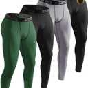 4 Pack Men's Thermal Compression Pants Fleece Lined Long Johns Winter Athletic Workout Leggings Baselayer (Medium, Black/Gray/Black/Dark Green)