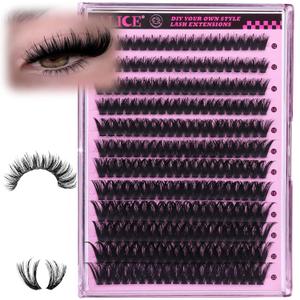 ALICE Fluffier Wispy Lash Clusters Eyelash Clusters Spiky Anime Cluster Eyelash Extensions 240pcs 100D 12-22mm CC- Curly Individual Lashes Fairy Volume Salon Lash Extensions DIY at Home