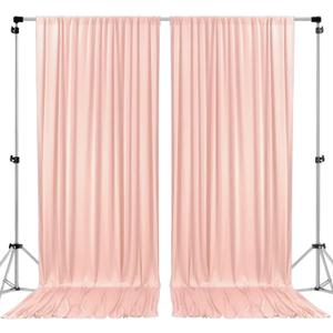 10 feet x 10 feet IFR Polyester Backdrop Drapes Curtains Panels with Rod Pockets - Wedding Ceremony Party Home Window Decorations - Blush Pink
