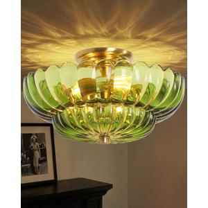 Semi Flush Mount Ceiling Light 14" Vinatge Gold Hallway Lights