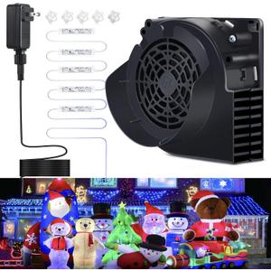Inflatable Replacement Blower 12V 1.2A Replacement Fan Motor with 5 LED Light Strings for Halloween Inflatable Costume Christmas Yard Inflatable Blow for Outdoor Holiday Inflatables Decoration