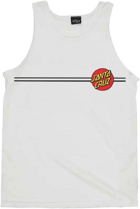 SANTA CRUZ Men's Tank Top Classic Dot Skate Tank Top (X-Large, White)