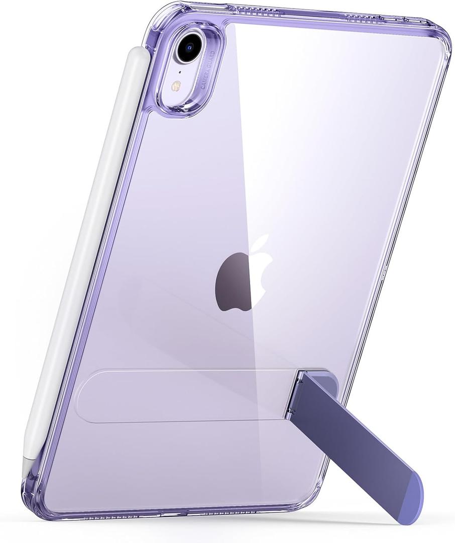 ESR for iPad Mini 7 A17 Pro Case, iPad Mini 7th/6th Generation Case with Stand(2024/2021), 3 Stand Modes, Slim and Light, Drop Safe, Supports Pencil Pro & Pencil (USB-C), Purple Clear