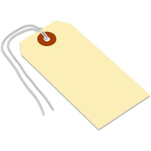 SmartSign Blank Shipping Tags with Pre-Attached Loop Strings, Size-4, Pack of 1000, 10pt Thick Manila Cardstock Tag, 4.25 x 2.125 inch Paper Hang Tags with Reinforced Fiber Patch
