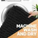 OLANLY Toilet Rugs U Shaped 24x20, Thick Soft and Absorbent Chenille Contour Bath Mat, Non-Slip Rubber Backing, Machine Washable Quick Dry Toilet Mat, Home Decor Accessories, Black