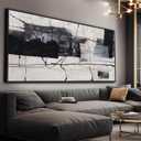 Abstract Wall Art Framed Decor Canvas Wall Art For Living Room Modern Canvas Prints Pictures For Wall Black And White Artwork For Home Hotel Decoration 24x48 Inch