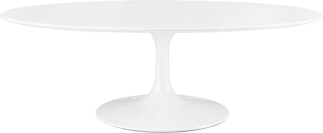 Modway Lippa Mid-Century Modern 48" Oval Coffee Table in White