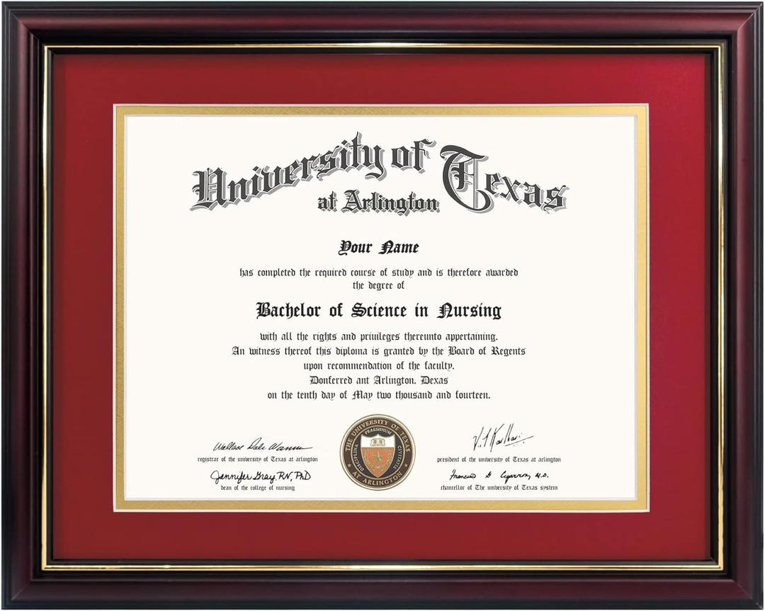 GraduationMall 8.5x11 Diploma Frame with Navy over Gold Mat or Display 11x14 Certificate without Mat,Solid Wood & Tempered Glass,Glossy Black Finish with Gold Trim