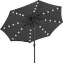JEAREY 9FT Outdoor Patio Umbrella with Solar Lights, LED Lighted Pool Umbrella with Tilt and Crank, Outdoor Table Umbrellas for Deck, Yard & Market (Dark Gray)