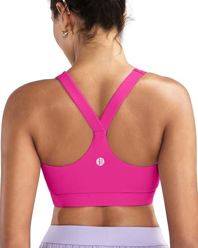 RUNNING GIRL Sports Bras for Women, Molded Cup High Impact Pink Sports Bra Workout Bras for Women High Support Racerback (WX3046 Hot Pink XXL)