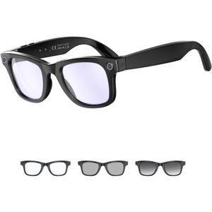 Camera Glasses AI Smart Glasses with Camera and Bluetooth 1080p Video Glasses Outdoor Video Recording Sunglasses 4K HD Outdoor AI Glasses for Men Women Driving Travel Hiking (Black)