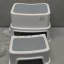 Forbena Toddler Step Stool for Bathroom Sink, 2 Step Stool for Kids Toilet Potty Training, Non-Slip Toddlers Baby Child Kid Plastic Poop Stools with Handle for Kitchen Counter Bed (White-Grey)