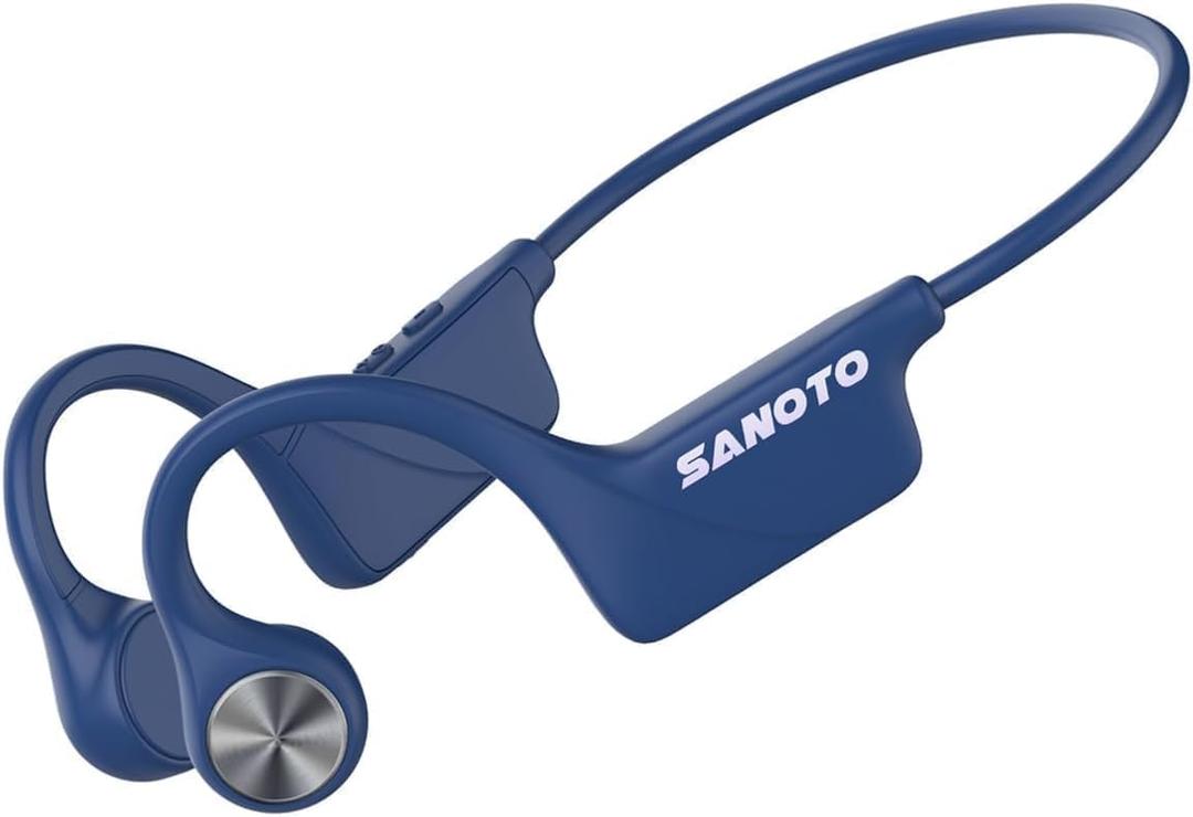 SANOTO Bone Conduction Headphones Bluetooth 5.3, Open Ear Headphones Wireless Bluetooth with 8 Hours Playtime Long Battery Life,IPX5 Waterproof Sports Headphones for Running, Cycling, Training