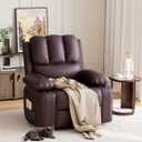 GarveeHome Oversized Recliner Chairs with Heat and Massage - 360 Swivel Lazy Recliner Chair for Adults- Manual Rocking Chair with Cup Holder for Living Rooms, Bedrooms and Nurseries - Brown (Large)