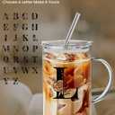 Yekidos Initial Extra Large Glass Drinking Cup With Lid Straw Teacher Appreciation Gifts Mug Gift For Her Glass Tumbler Cup Retirement Gift For Woman Teacher Must Have Present Work Essentials