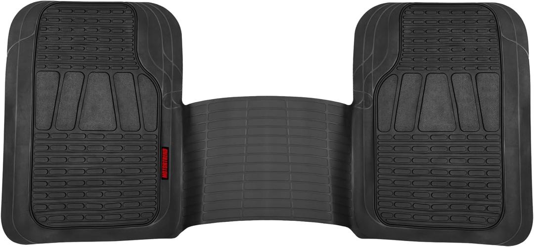 BDK Motor Trend WingRunner Heavy Duty Rubber Rear Floor Mat Liner, Trim-to-Fit Back Row Non-Slip All Weather Interior Protection Universal Fit Trucks Cars Sedans SUVs, Fits 2nd or 3rd Row - Black