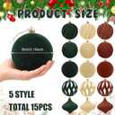 30 Pcs Christmas Tree Decorations Velvet Kit Include 3.15 Inches Assorted Christmas Velvet Balls 8 Inches Vintage Ribbon Bows Flocked Ornaments for Xmas Tree Garland Wreath Decor Holiday Party Supply