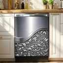 Dishwasher Magnet Cover Grey Metal Look, Waterproof Magnetic Dishwasher Cover for The Front Panel, Refrigerator Magnets Decorative Cover Home Decor 23x26 Inch