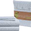 LANE LINEN 100% Organic Cotton Pre Washed Extra Long Twin Sheets Low Pill Fade Resistant Macine Wash Naturally Temperature Regulating Printed Cotton Sheets Twin XL Bed Sheets- Polka Dot Blue