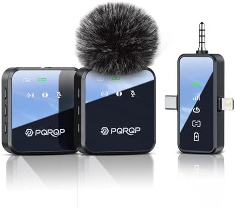 PQRQP 3 in 1 Microphone for iPhone/Android/Camera, Wireless Microphones, 328ft Transmission, 18H Battery Life, Mini Microphone for Record Interview, Vlogs, Tiktok Missing Part